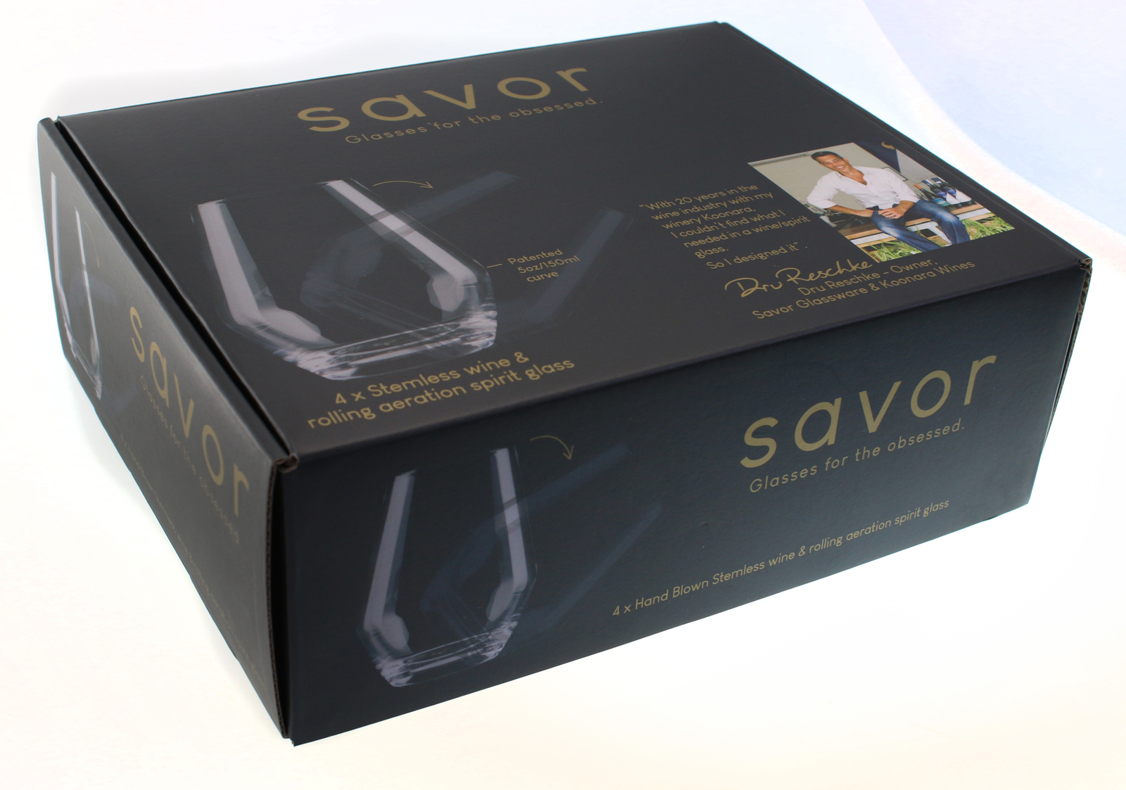 Savor Custom Design Stemless Glass Set of 4